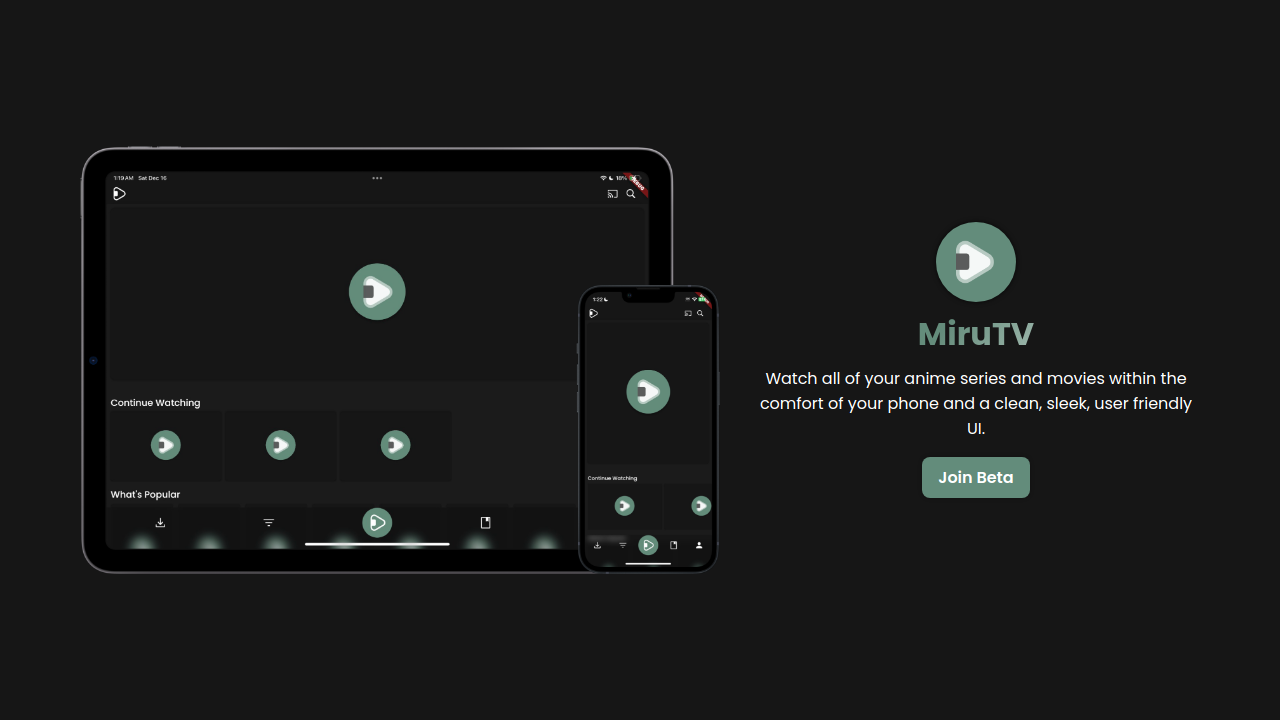Screenshot of the site MiruTV