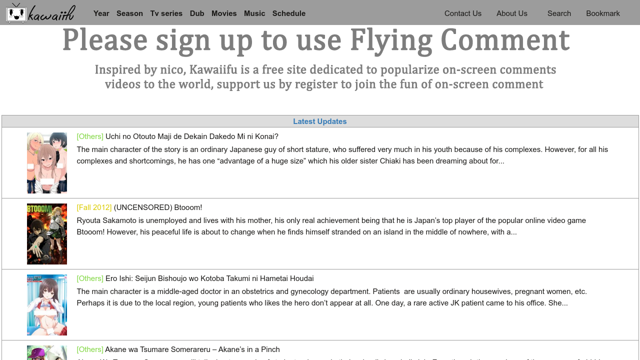 Screenshot of the site Kawaiifu