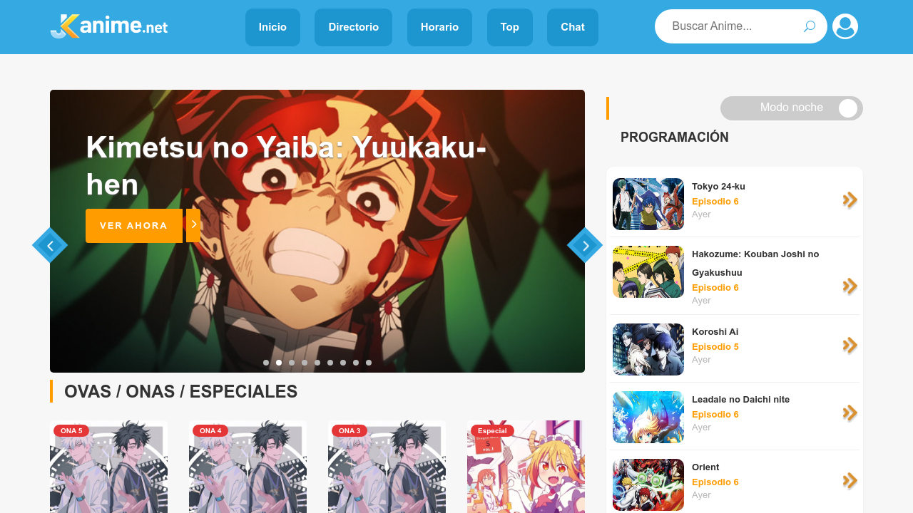 Screenshot of the site jKanime