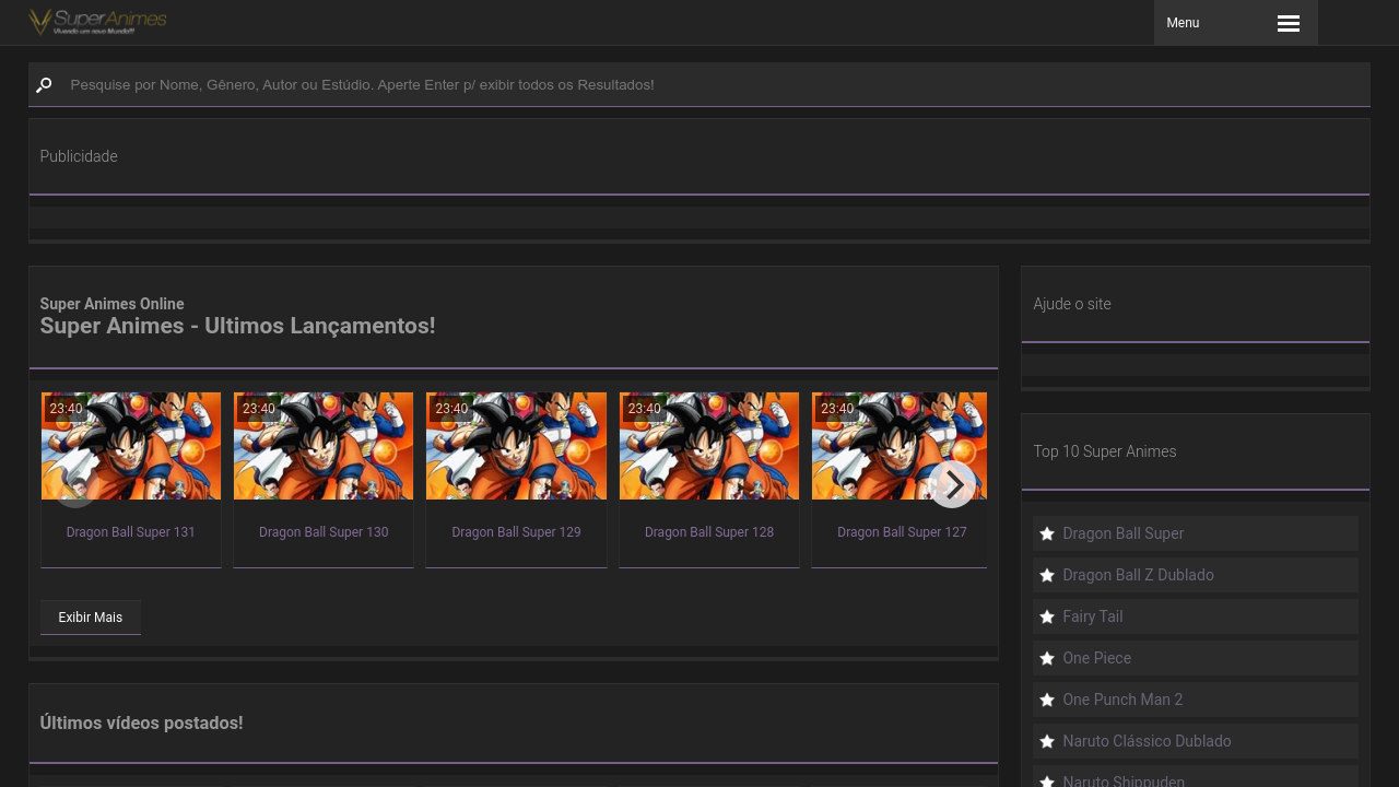 Screenshot of the site SuperAnimes