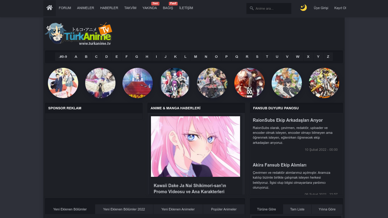 Screenshot of the site Turk Anime
