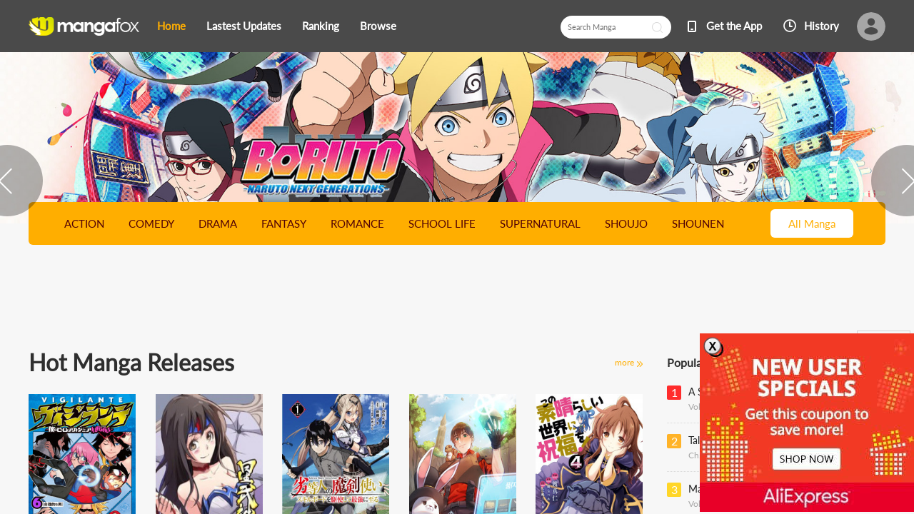 Screenshot of the site FanFox