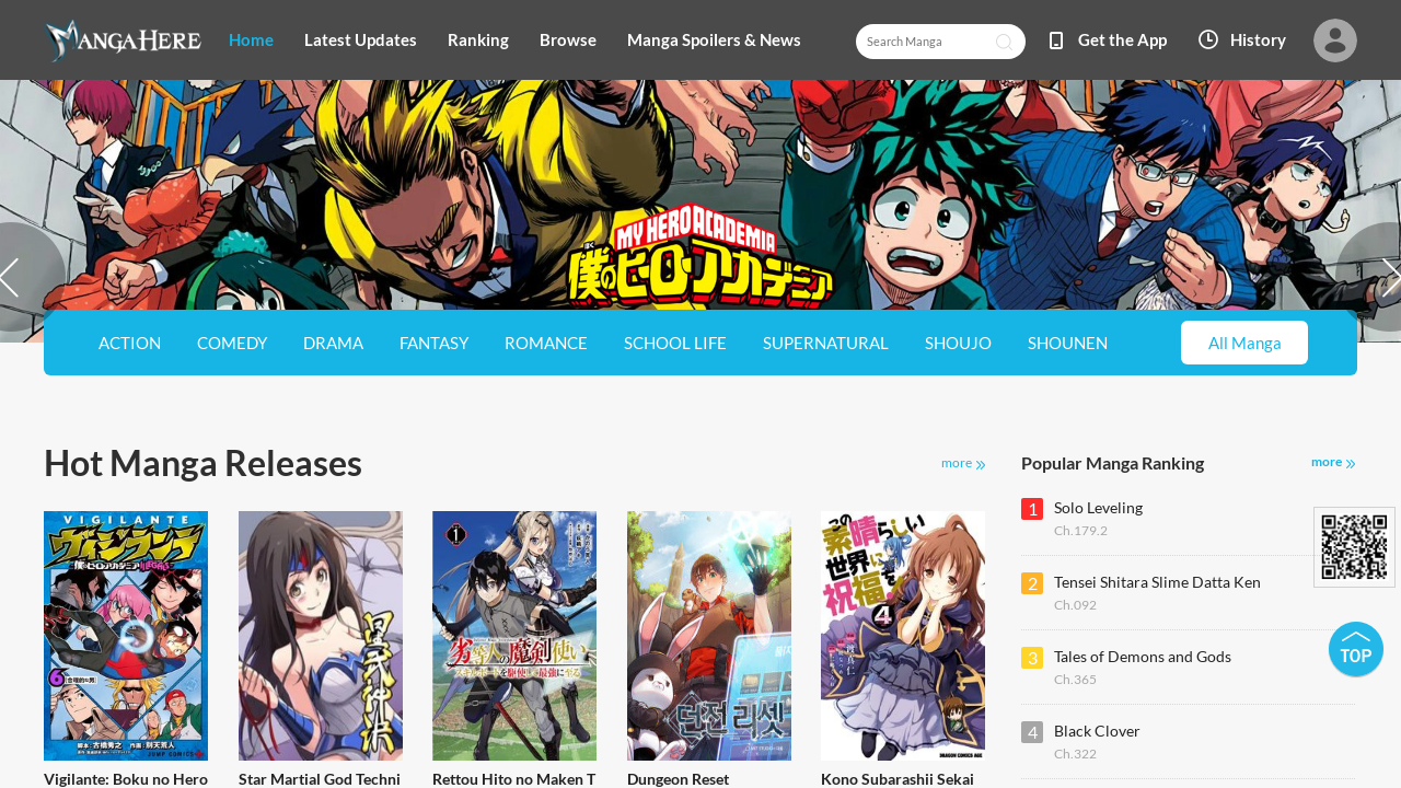 Screenshot of the site Manga Here