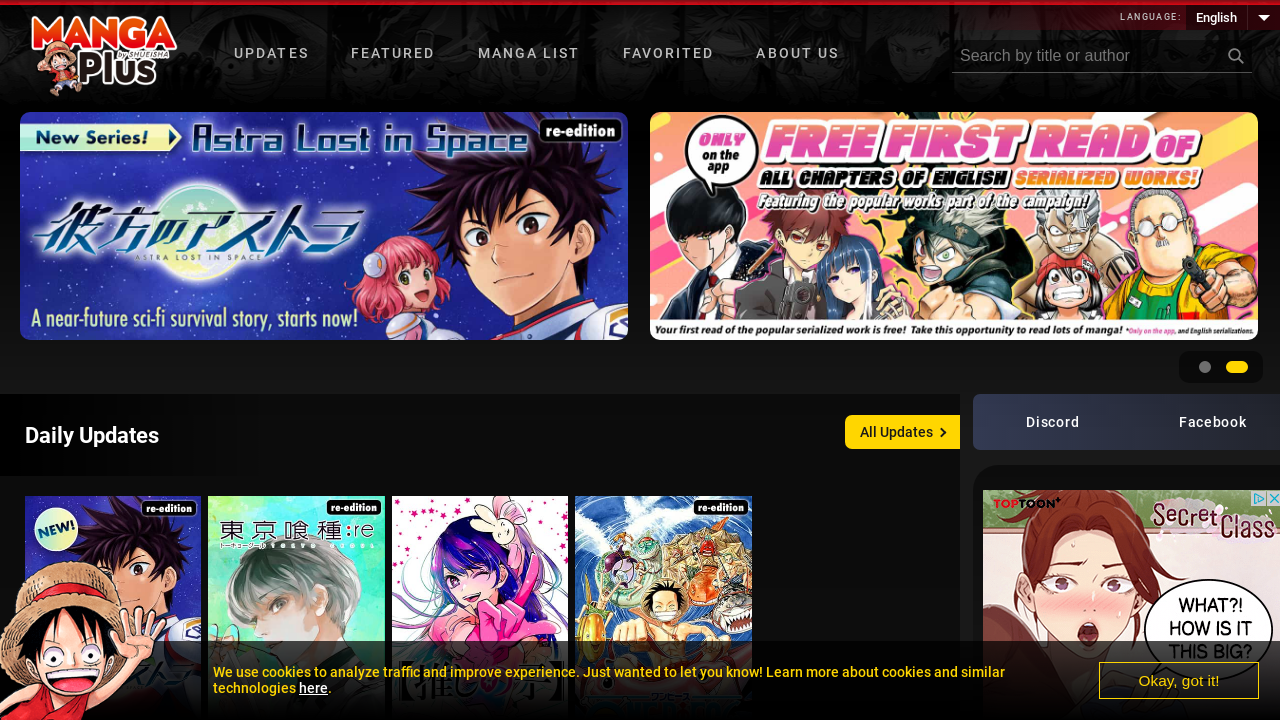 Screenshot of the site MANGA Plus by SHUEISHA