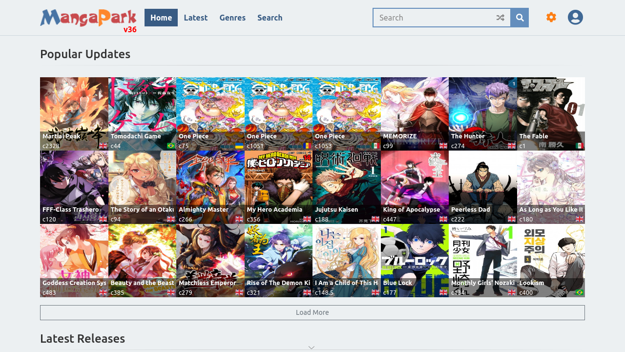 Screenshot of the site MangaPark