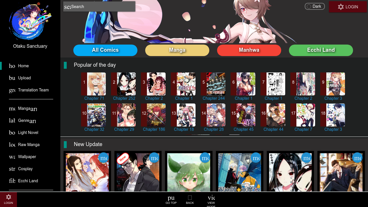 Screenshot of the site Otaku Sanctuary