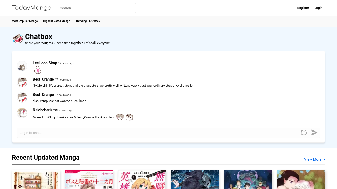 Screenshot of the site TodayManga