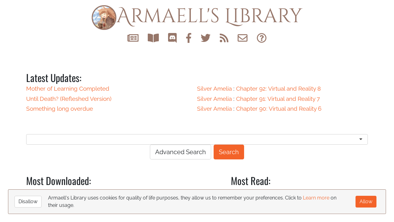 Screenshot of the site Armaell's Library
