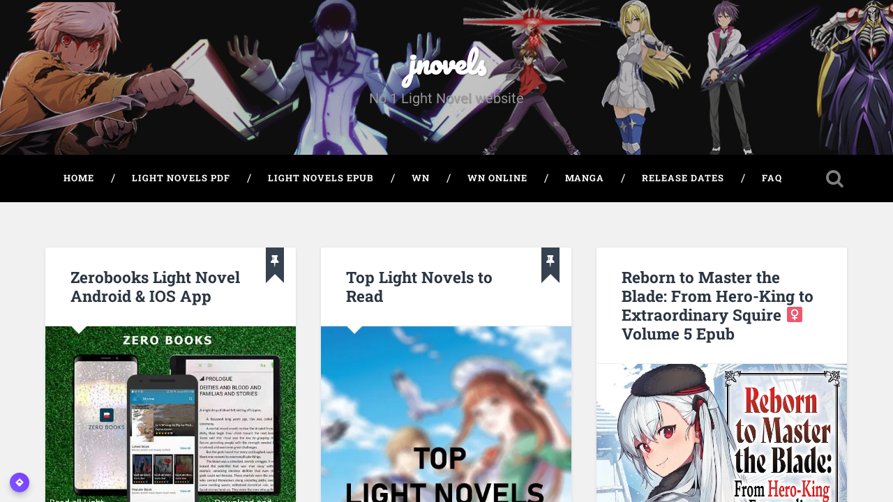 Screenshot of the site Jnovels