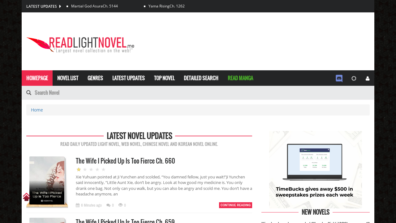 Screenshot of the site ReadLightNovel