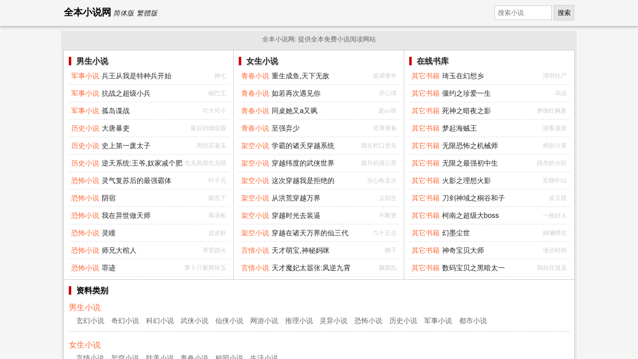 Screenshot of the site 全本小说网