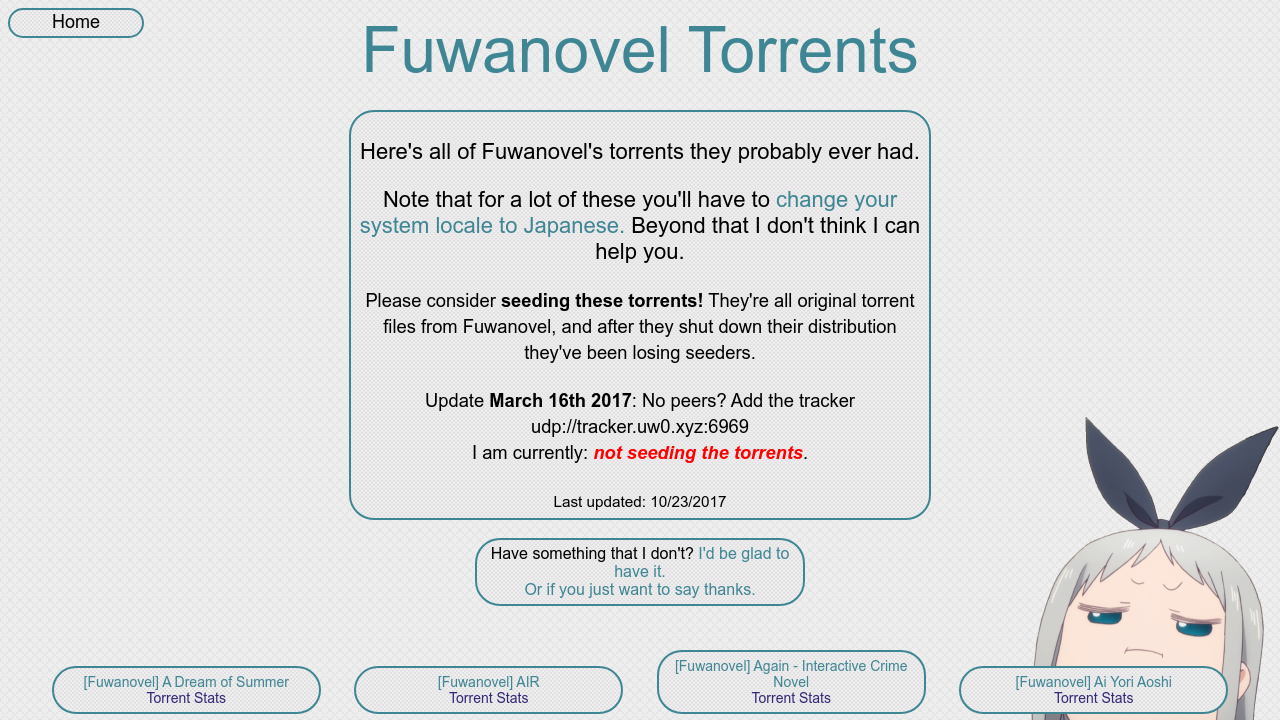 Screenshot of the site Fuwanovel Torrents