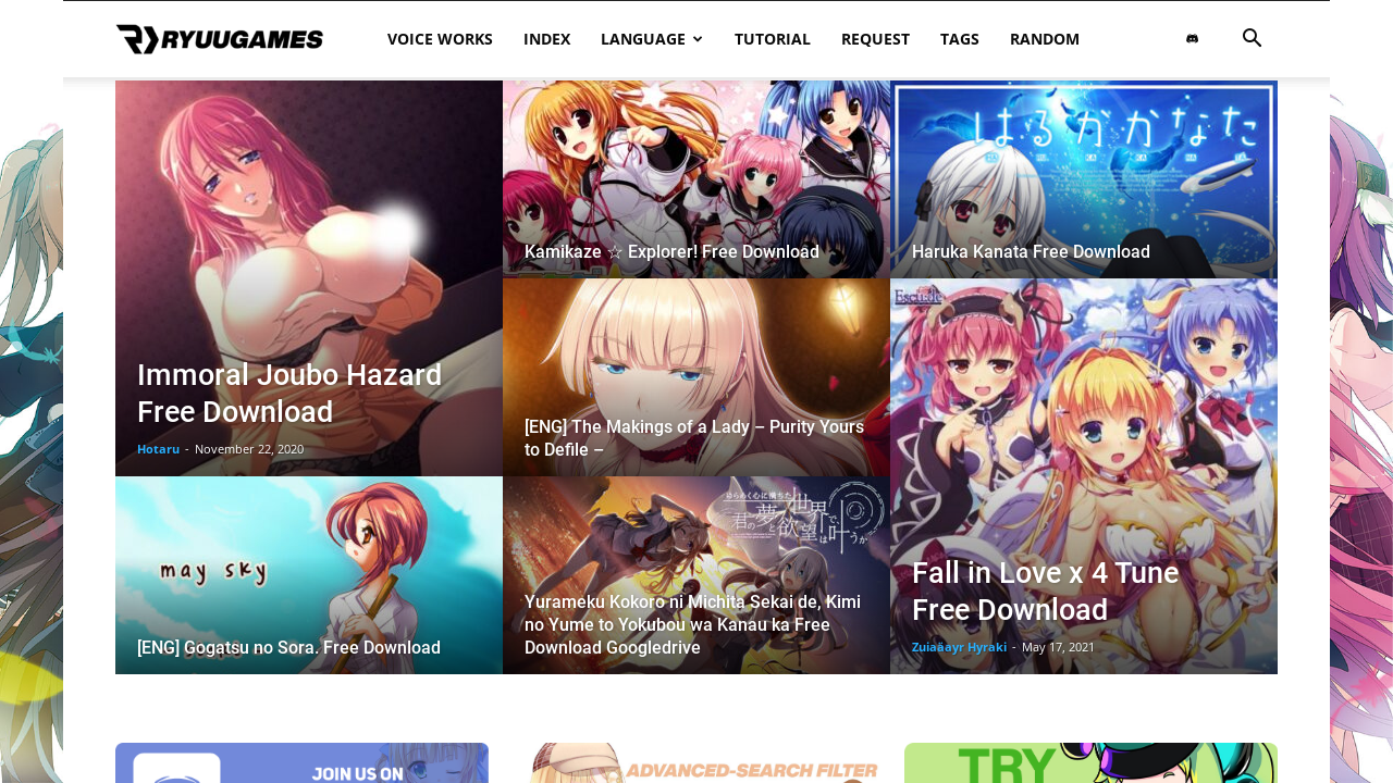 Screenshot of the site Ryuugames