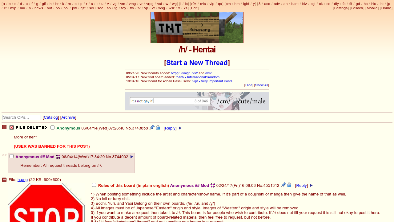 Screenshot of the site /h/