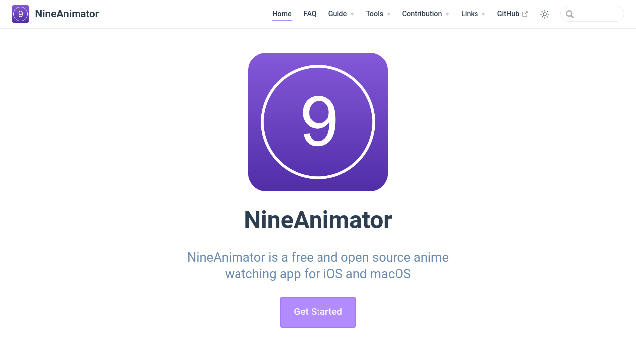 Screenshot of the site NineAnimator