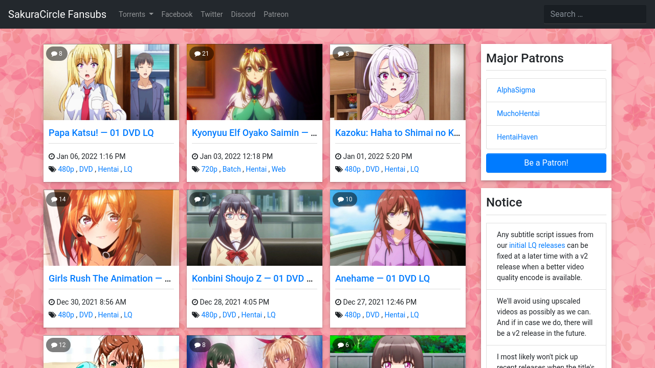 Screenshot of the site SakuraCircle