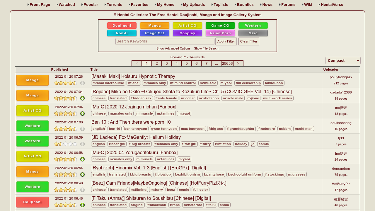 Screenshot of the site E-Hentai