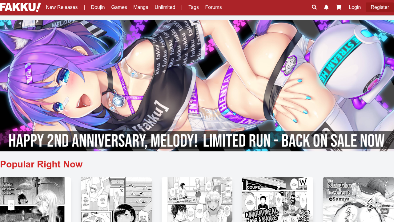 Screenshot of the site Fakku