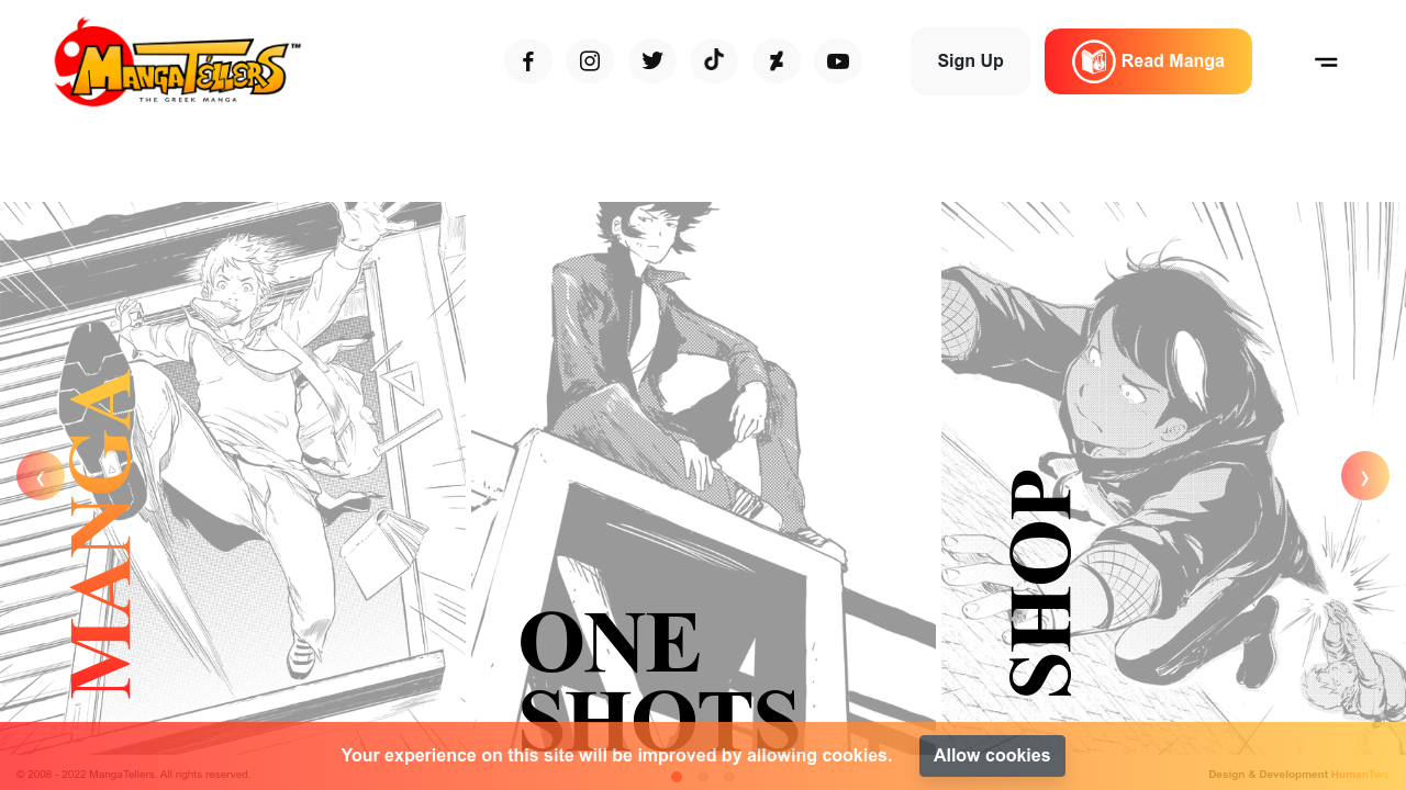 Screenshot of the site Mangatellers