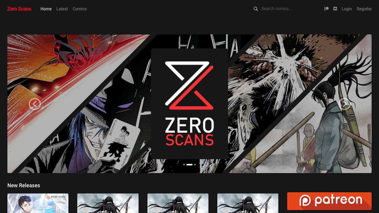 Screenshot of the site Zero Scans