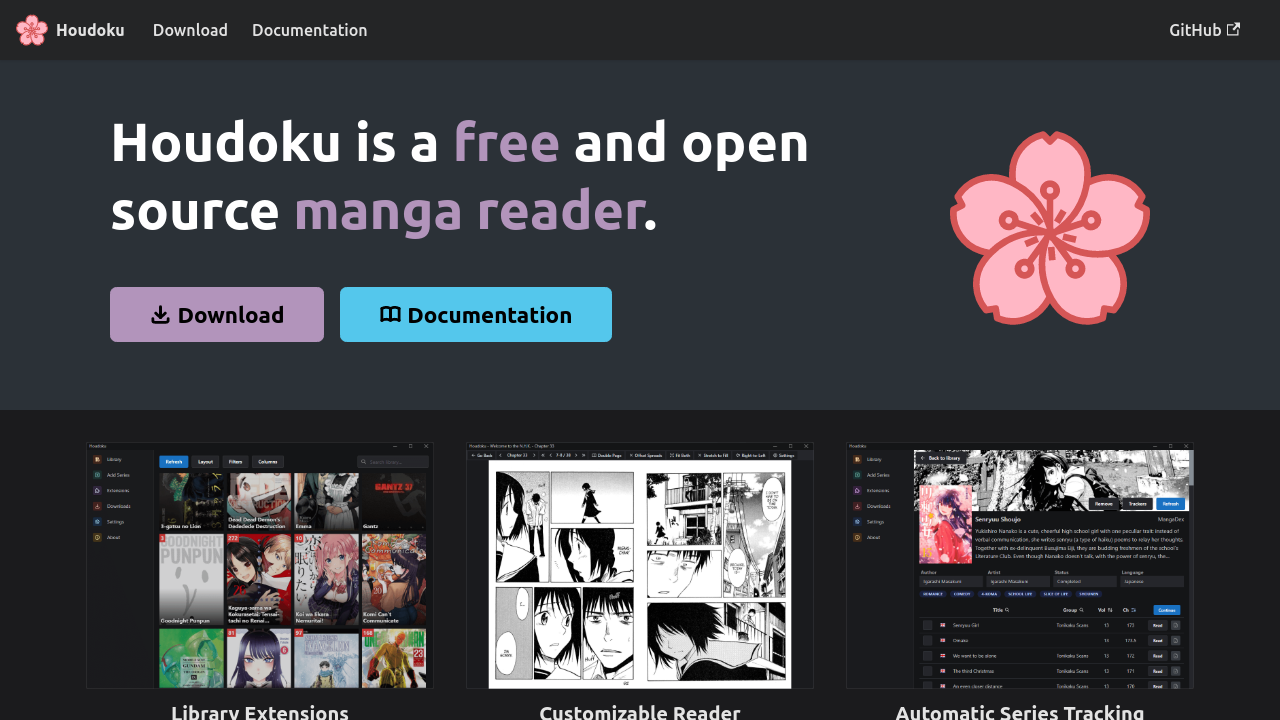 Screenshot of the site Houdoku