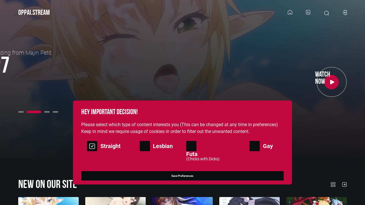 Screenshot of the site Oppai Stream