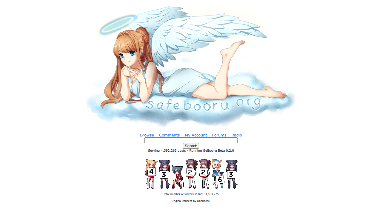 Screenshot of the site Safebooru