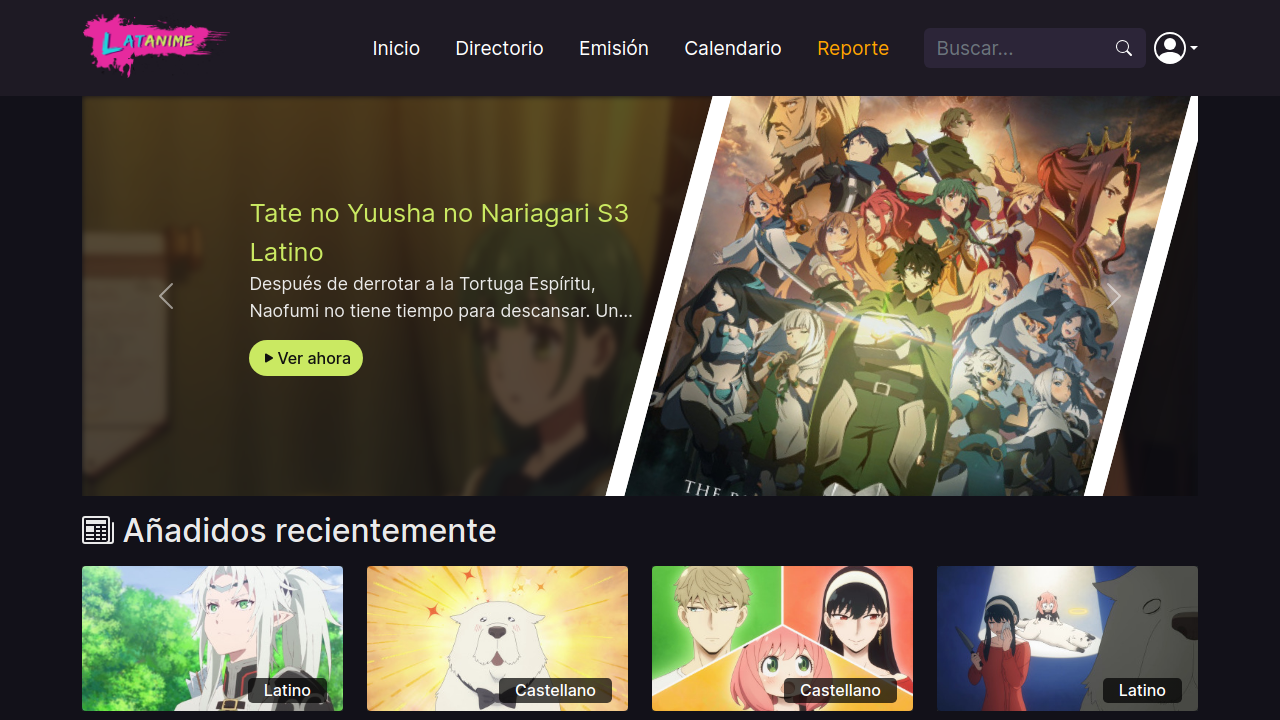 Screenshot of the site Latanime