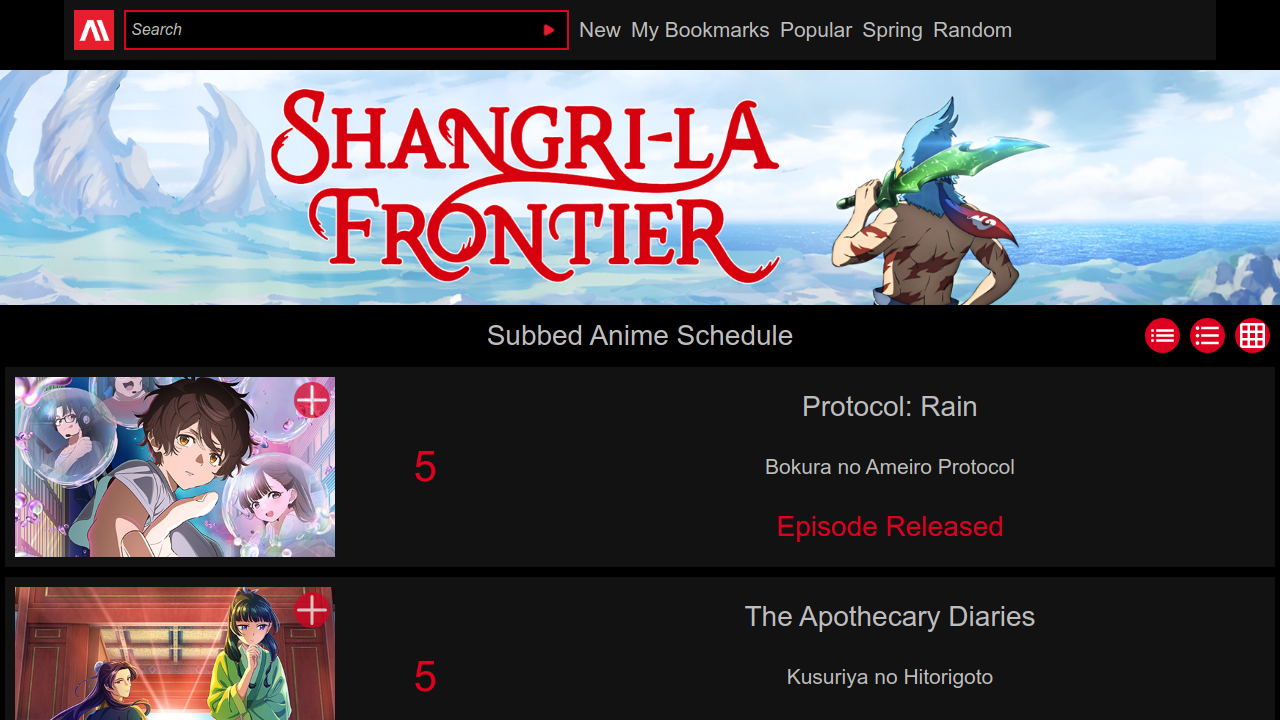 Screenshot of the site Anime Heaven