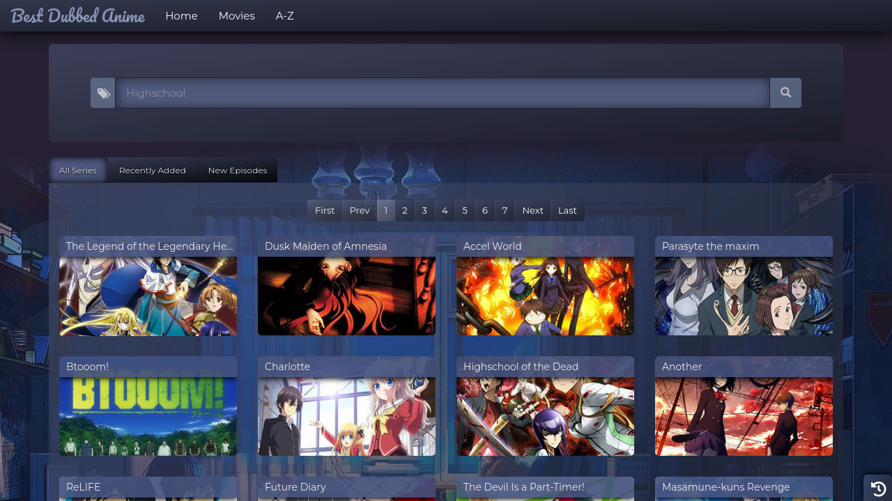 Screenshot of the site Best Dubbed Anime