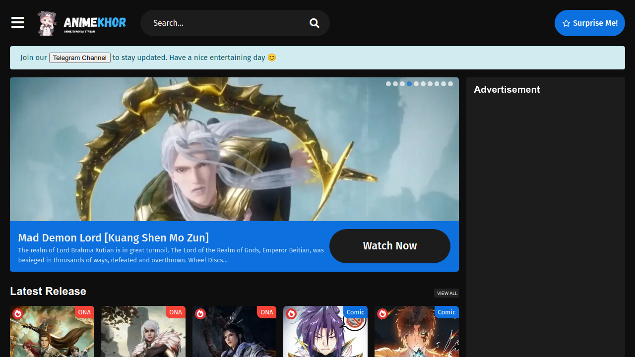Screenshot of the site AnimeKhor