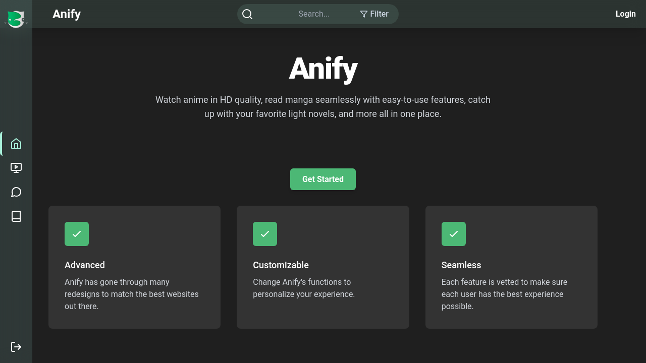 Screenshot of the site Anify