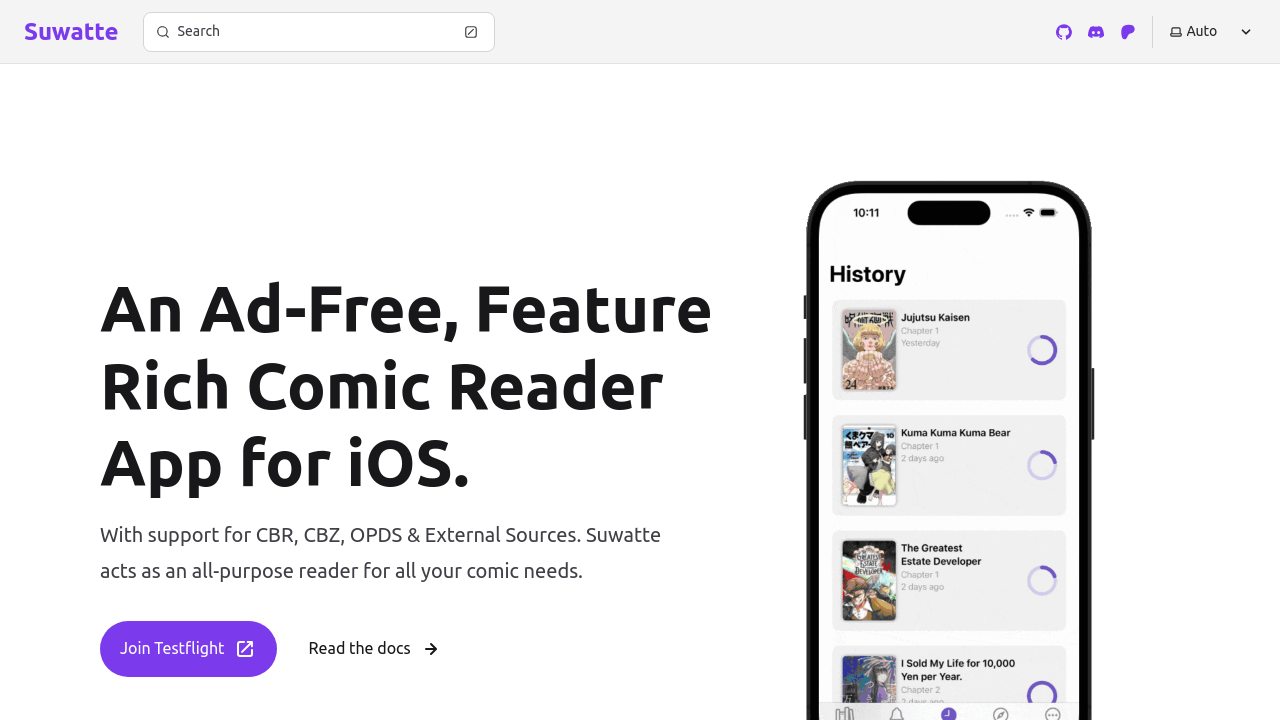 Screenshot of the site Suwatte iOS