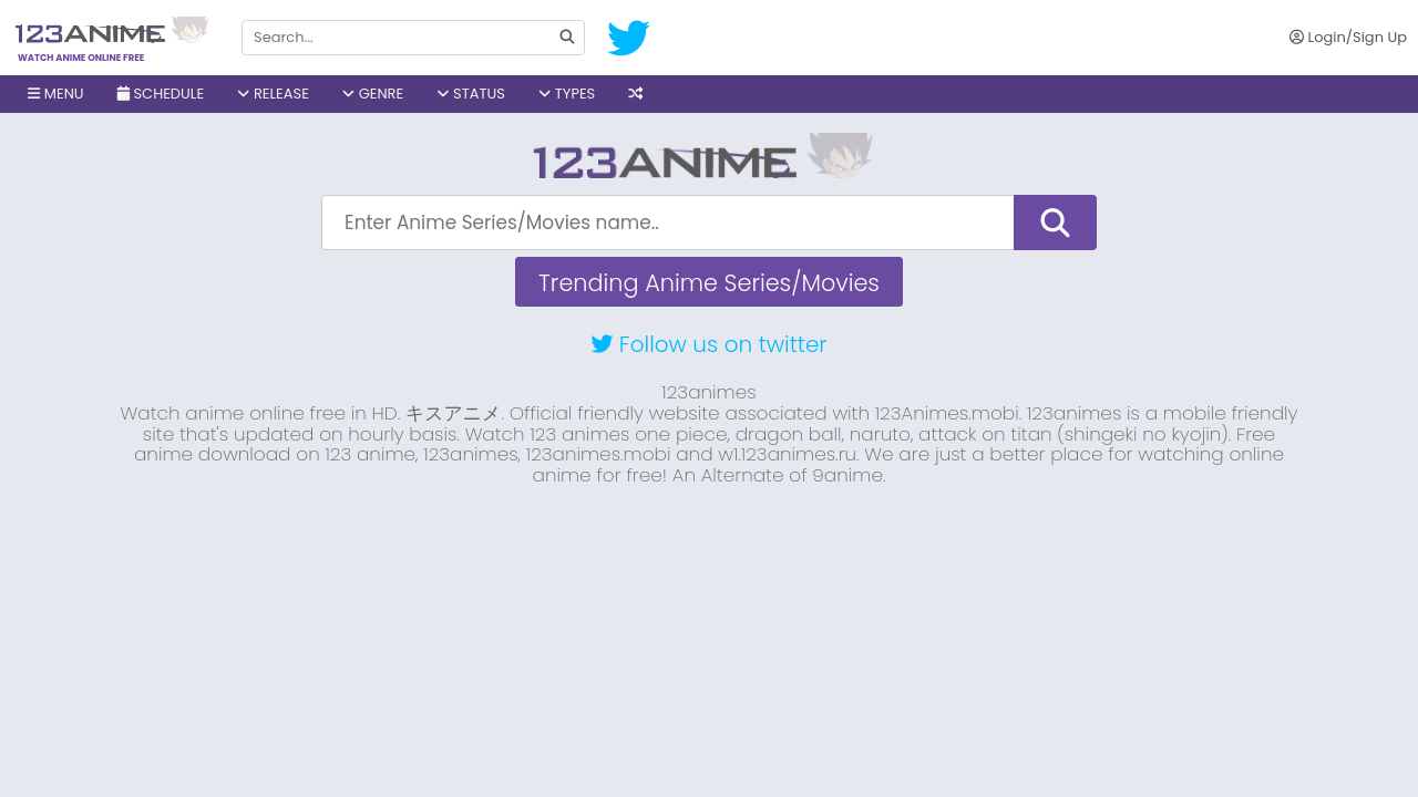 Screenshot of the site 123Animes