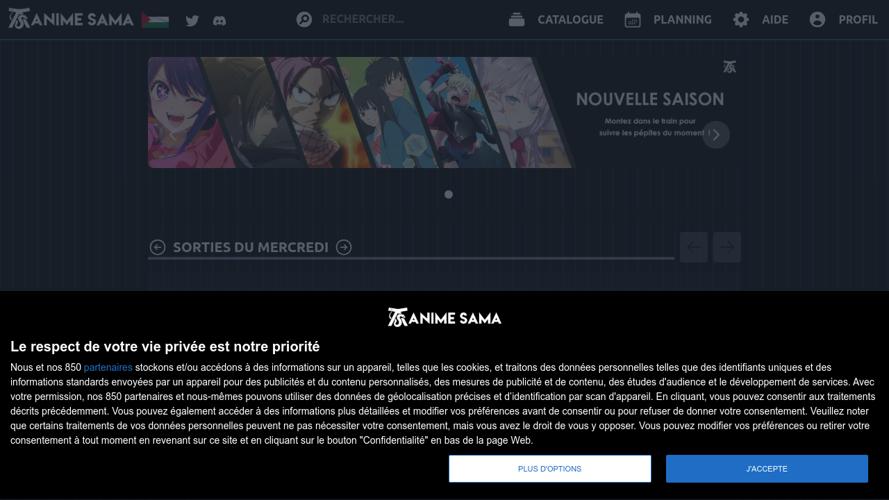 Screenshot of the site Anime Sama