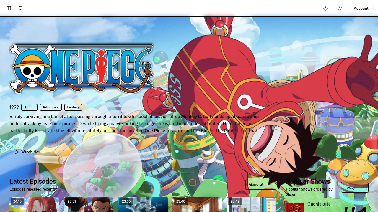 Screenshot of the site Anime Nexus